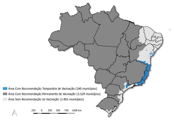 Áreas afetadas e ampliadas para intensificação das ações de vigilância, prevenção e controle da febre amarela durante o período de monitoramento, Brasil, 2017